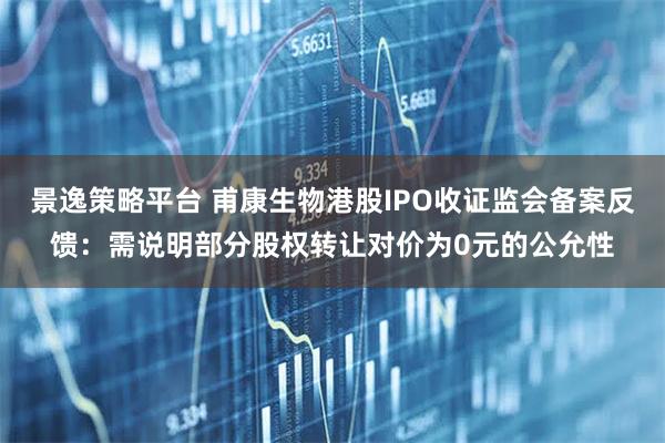 景逸策略平台 甫康生物港股IPO收证监会备案反馈：需说明部分股权转让对价为0元的公允性